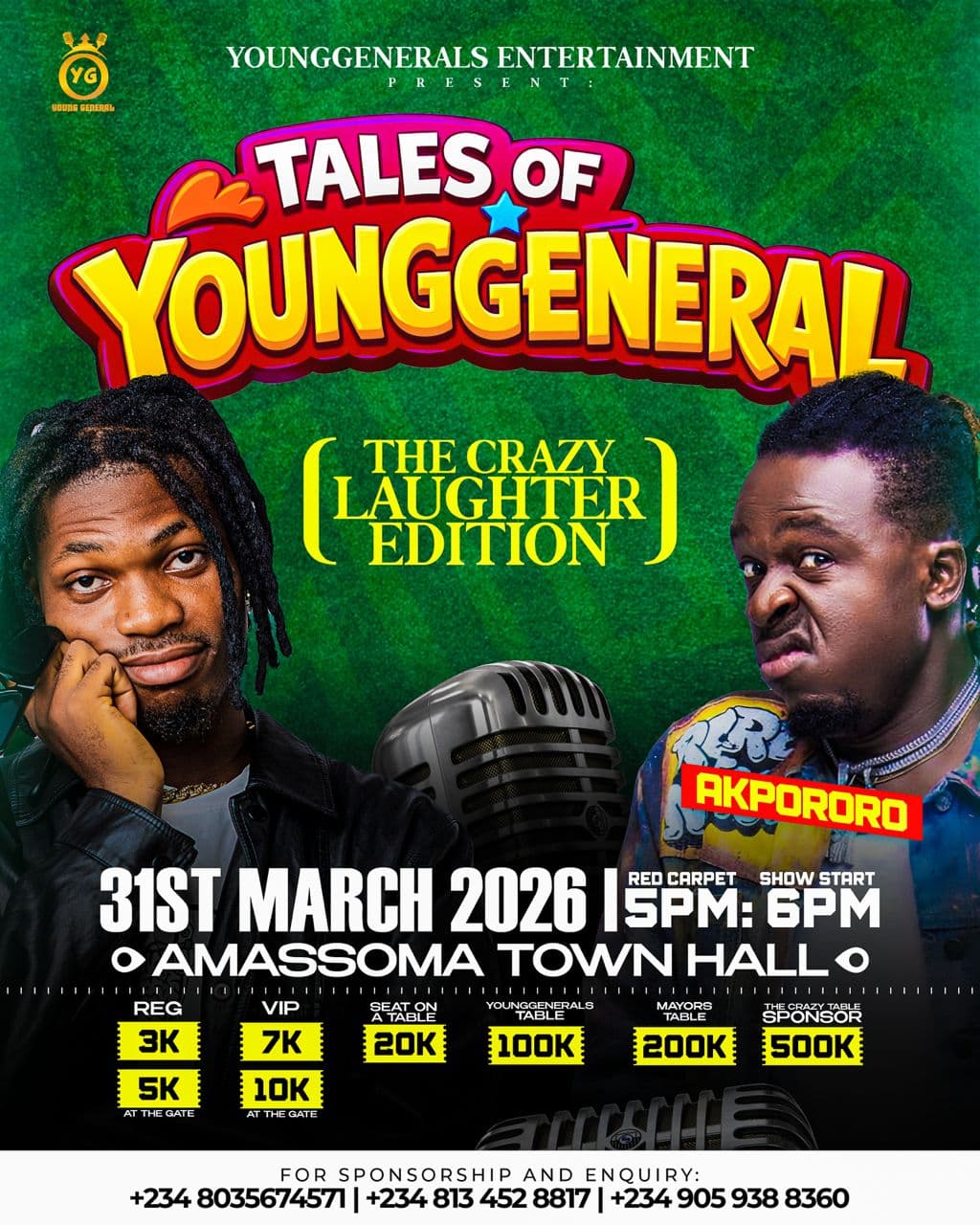 Tales of YoungGeneral: The Crazy Laughter Edition Set to Shake Amassoma